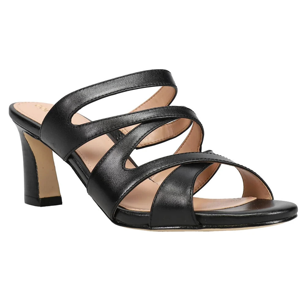 Cole Haan Alyse Sandals Women's US 7 Black Leather Open Toe Block Heel JOBB2244
